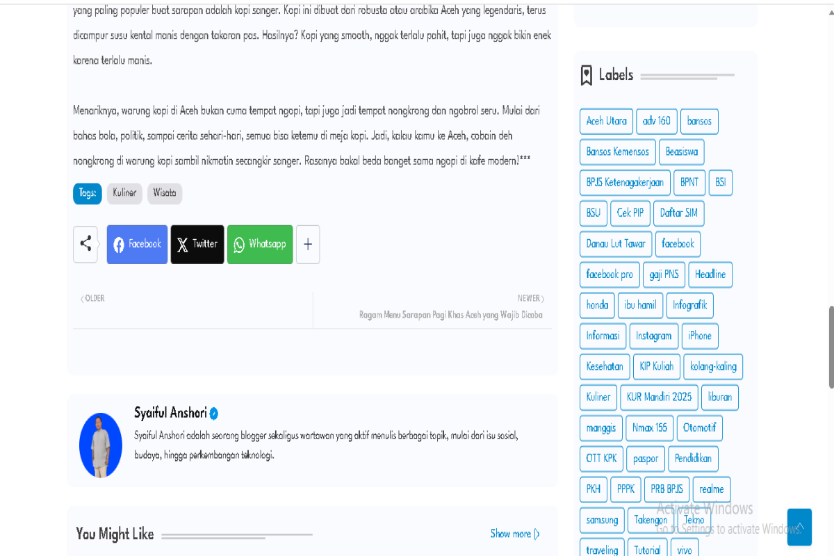 Profil Author Muncul di Artikel Blogger